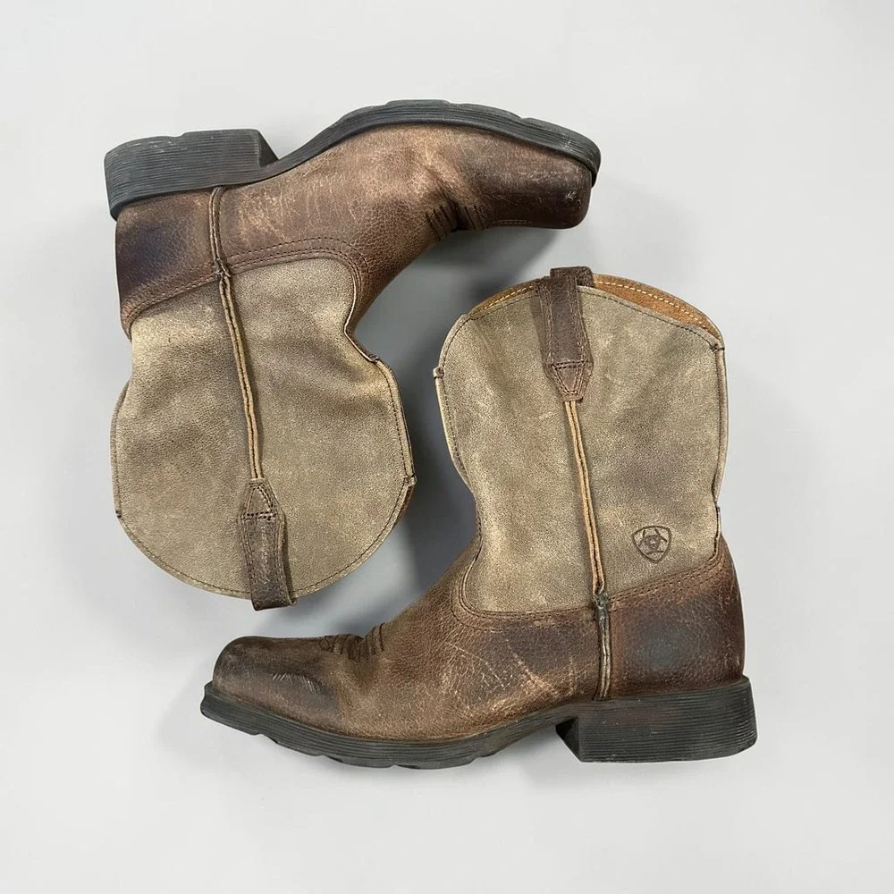Ariat Kids Brown Rambler Leather Western Cowboy Boots Square Toe‎ Sz 2 Y Farm